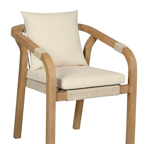 Armen Living Cypress Modern Outdoor Patio Dining Chair Set of 2 Ivory
