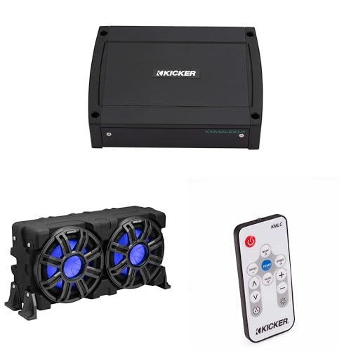KICKER 10-Inch Loaded Premium Marine Sub Enclosure with Passive Radiator & 48KXMA4002 Marine Amp Bundle