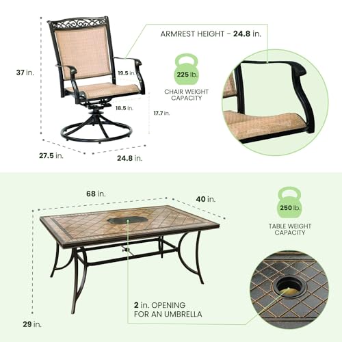 Hanover Fontana 7-Piece Patio Dining Set Tan