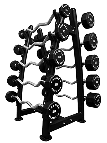 French Fitness EZ Curl Urethane Barbell Bar Set 20-110 lbs (New)
