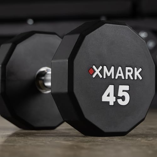 XMark Urethane 12-Sided Dumbbell Set with Rack 550 lb