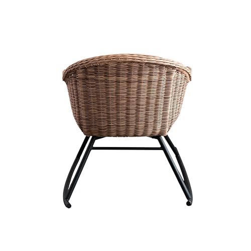 Creative Co-Op Fabric Upholstered Wicker Rocking Chair with Metal Legs and Cushion Natural/Sand