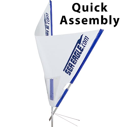 Sea Eagle SE330 Two Person Inflatable Sport Kayak with Seats, Paddles, Bag, Electric Pump White/Blue