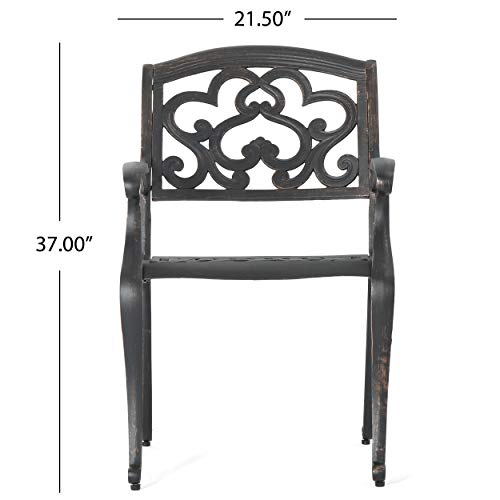 Christopher Knight Home Abigal 9-Piece Outdoor Cast Aluminum Dining Set Shiny Copper Finish