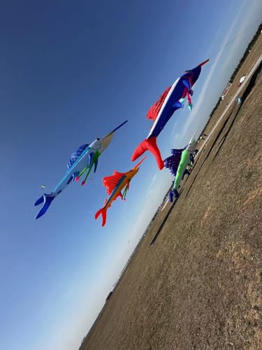TiffyDance 56 Ft 3D Inflatable Swordfish Kite Pendant Red Blue