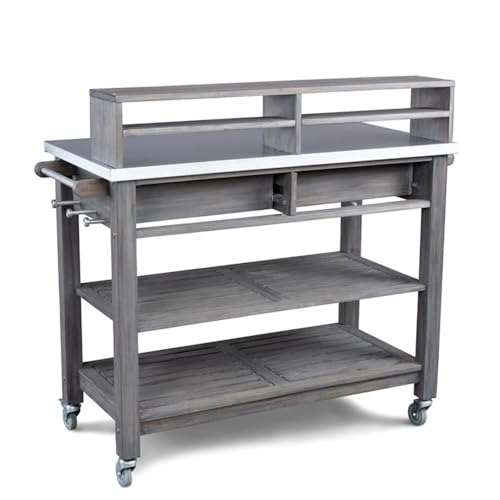 Afuera Living Traditional Wood Potting Bench with Steel Top Grey