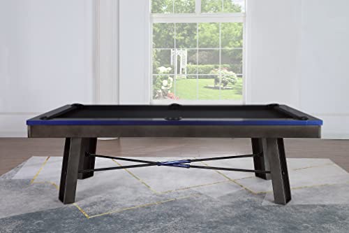 Empire USA Plank & Hide - Maddox Billiard Pool Table Gunmetal Grey w/ Electric Blue