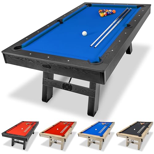 GoSports 7 ft Pool Table with Wood Finish Blue