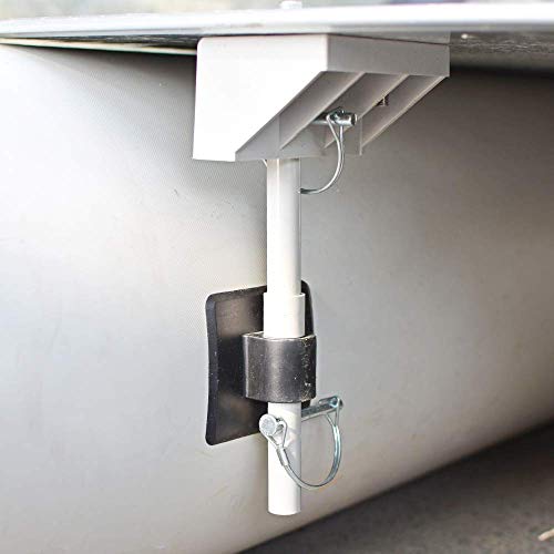 AQUOS Heavy-Duty Inflatable Pontoon Boat for Two with Trolling Motor Grey Transom Hand Control 12V 55LBS