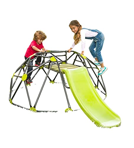 HearthSong Indoor/Outdoor Climbing Dome Play Set with Slide Gray Green