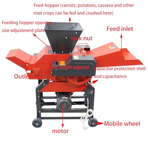 HQHAOTWU 4-Blade Hay Cutter and Kneading Machine Red