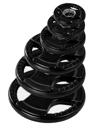 French Fitness Olympic Weight Plate Set 350 lbs Rubber Grip