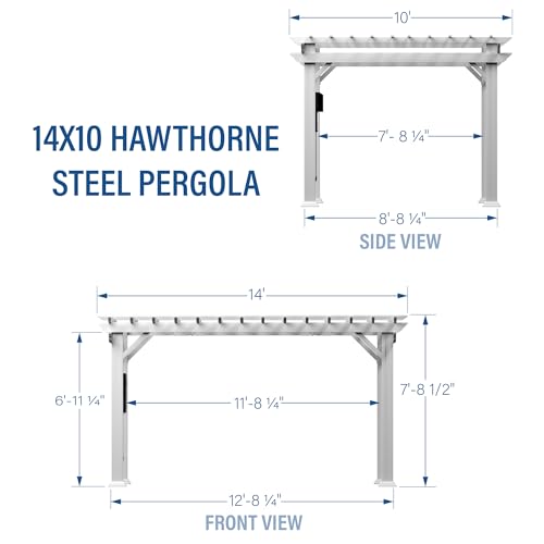 Backyard Discovery Hawthorne 14' x 10' Galvanized Steel Pergola Kit with Shade Sail Canopy White