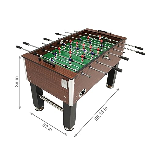 Sunnydaze Foosball Table with Folding Drink Holders - Faux Wood Brown