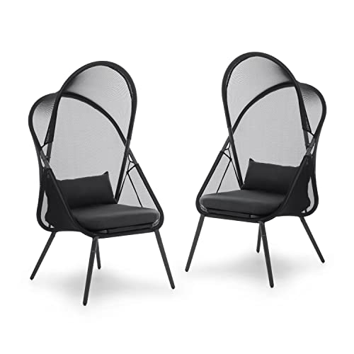 Greemotion USA Alverta 2-Piece Outdoor Foldable Accent Chair Black