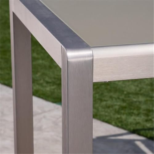 Noble House Cape Coral 5 Pc Aluminum Bar Set with Grey Tempered Glass Top