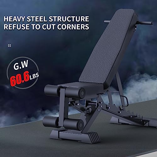 K KiNGKANG Adjustable Weight Bench 1100 LB Capacity Black