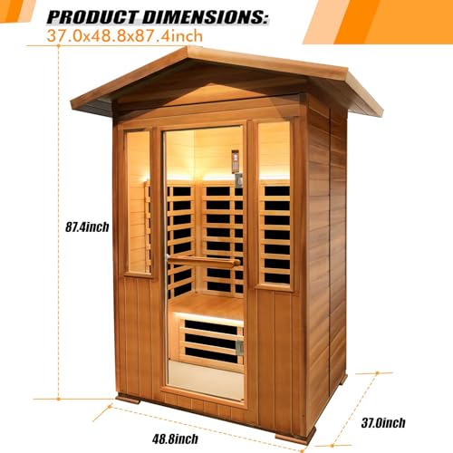 RIGO Outdoor 2-Person Infrared Sauna Red Cedar Hemlock 1800W