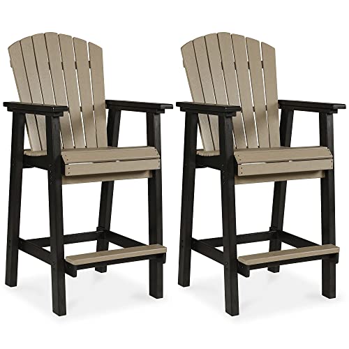 Signature Design by Ashley Fairen Trail 30" HDPE Outdoor Barstool 2 Count Black & Brown