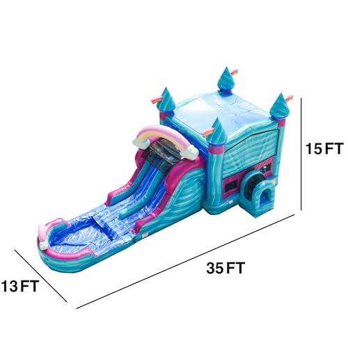 JumpOrange I'MPERFECTLY Commercial Bounce House Water Slide with Dual Lane & Detachable Pool