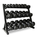 StrengthUSA Rubber Hex Dumbbell Set with Rack 450 lbs Black