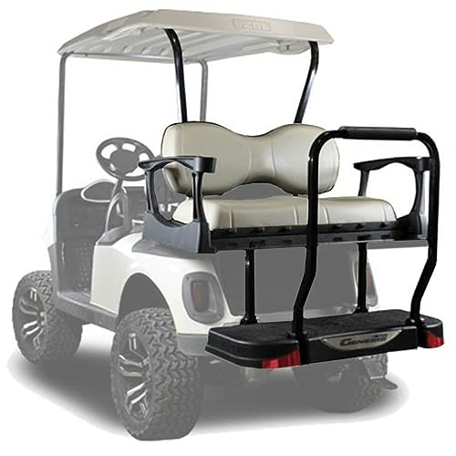 MADJAX Genesis 300 Aluminum Golf Cart Rear Flip Seat Kit for EZGO RXV | Deluxe Cushions Oyster