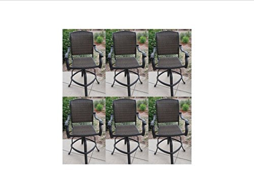Patio Land Outdoor Living Santa Clara 6pc Outdoor Patio Set with Swivel Barstools 30" Dark Bronze