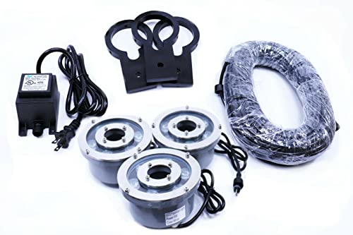 Custom Pro LED Fountain Light Set Stainless Steel Design Transformer, 200ft Power Cord