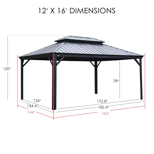 Kozyard Alexander 12' X 16' Hardtop Gazebo Gray