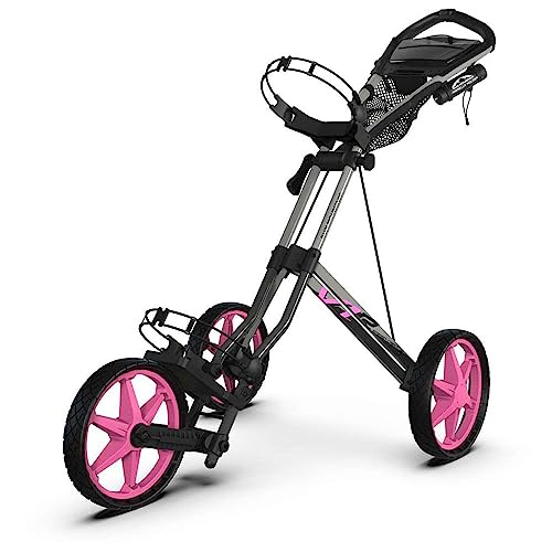Sun Mountain Golf Speed Cart V1R 3 Wheel Push Cart Gunmetal Pink