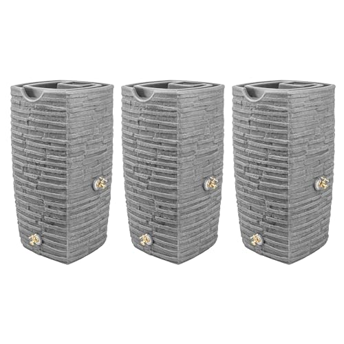 Good Ideas Impressions Riverwalk 50 Gallon Rain Barrel Dark Granite 3 Pack