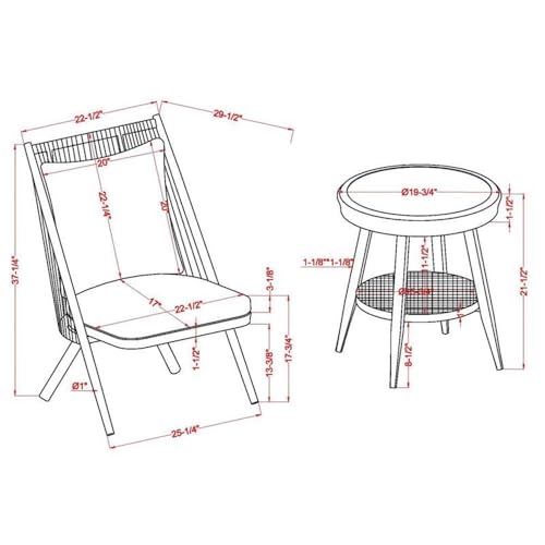 Furniture of America Chauncy Aluminum 3-Piece Outdoor Bistro Set Natural Tone