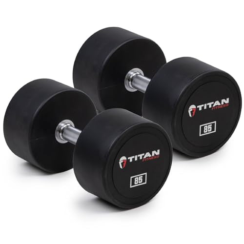 TITAN Urethane Dumbbells 85 LB Pair Black