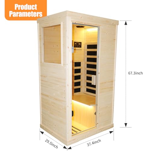 Brisca 1-Person Indoor Sauna Glass Door Bluetooth Natural