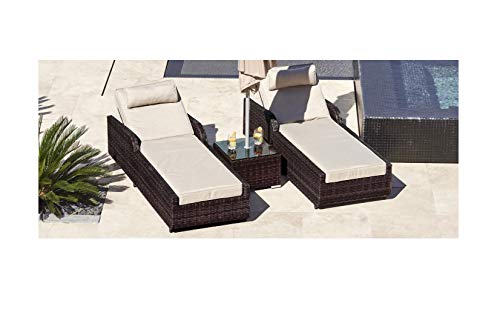 Direct Wicker 4-Piece Aluminum Frame Outdoor Patio Chaise Lounge Set Black