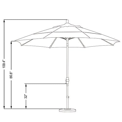California Umbrella 11' Round Crank Lift Patio Umbrella Aluminum Pole Fiberglass Rib Tuscan