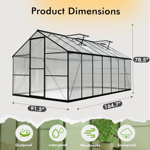 WUKHG Heavy Duty Greenhouse Black 8×14FT