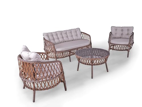 Angora Maestro Rattan Outdoor Furniture Set Brown