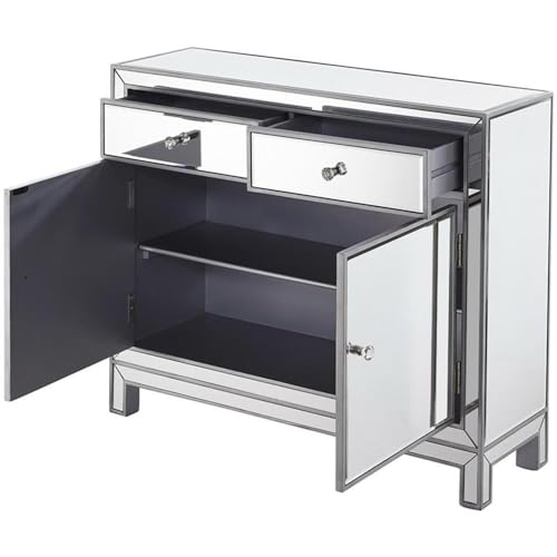 Elegant Lighting Reflexion Mirrored Nightstand Antique Silver