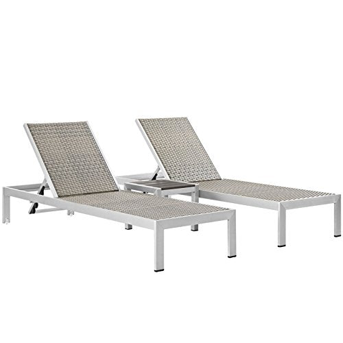 America Luxury - Outdoor Modern Contemporary Urban Patio Three PCS Chaise Lounge Chair Set Grey
