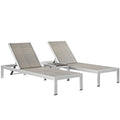 America Luxury - Outdoor Modern Contemporary Urban Patio Three PCS Chaise Lounge Chair Set Grey