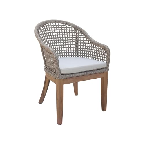 IC INTERNATIONAL CONCEPTS Set of Two Outdoor Teak Patio Dining Chairs with Cushions Natural