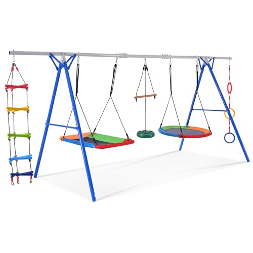 PRODC 5-in-1 Outdoor Toddler Swing Set with Steel Frame