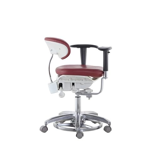 Super Dental Adjustable Microscope Saddle Stool with Pedal Base, Foot Controlled, PU Leather