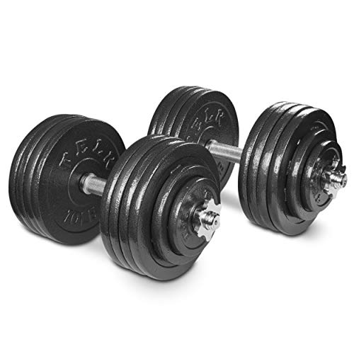 TELK Adjustable Dumbbells 200 LBS Pair Gloss Finish Secure Collars Black 200lb