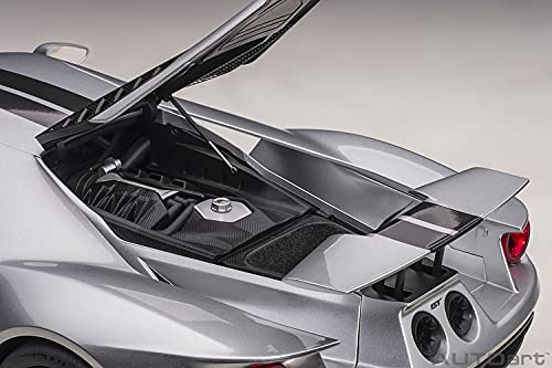AUTOart 2017 Ford GT Ingot Silver Metallic Model Car 1/12 Black Stripes