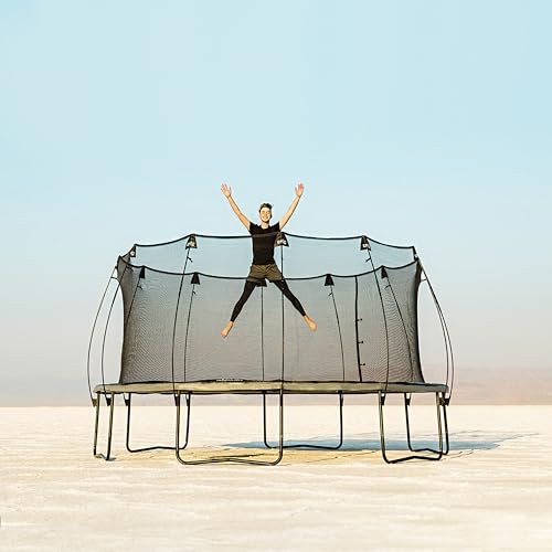 Skywalker Trampolines Epic Series 16 FT Round Outdoor Trampoline with Enclosure Net Black and Gray