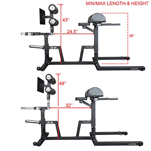 Valor Fitness Glute Ham Developer Machine Adjustable GHD Black