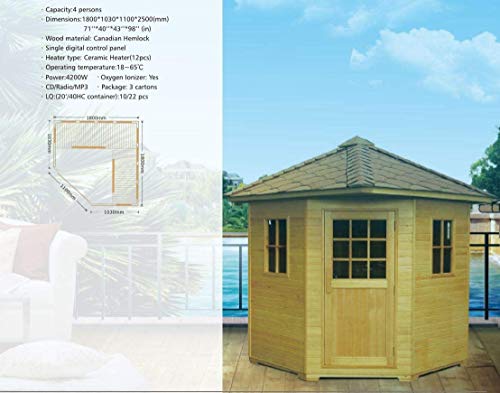 SDI Factory Direct Ceramic FIR Far Infrared 4 Person Outdoor Sauna SPA 220V