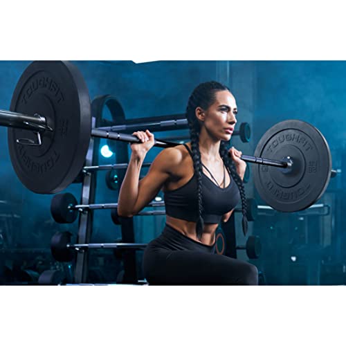 ToughFit Bumper Plate with Steel Insert - Rubber 2" Olympic Barbell Weightlifting Plates Set Black